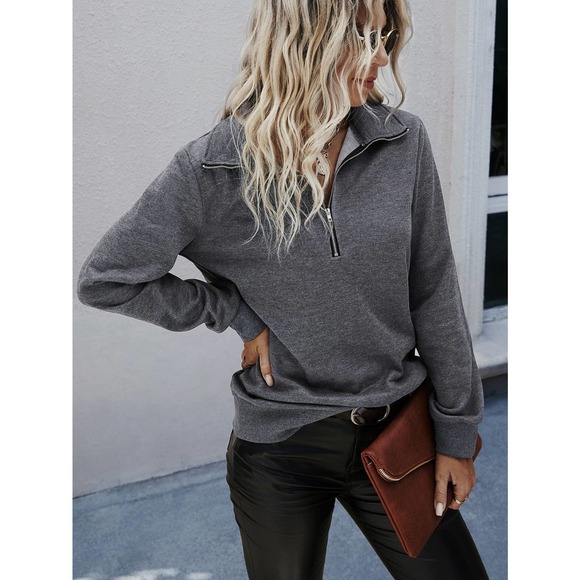 Half Zip Front Sweatshirt gray - Picture 4 of 4